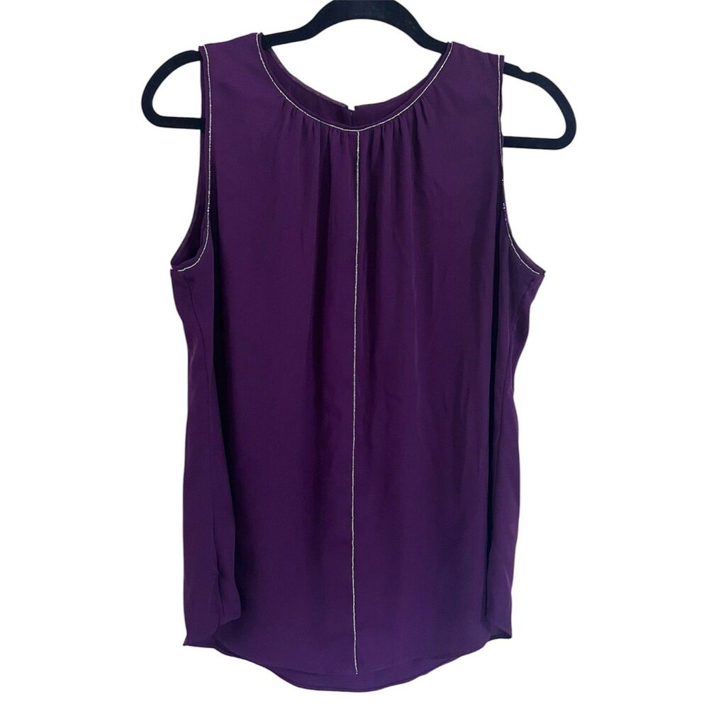 White House Black Market Purple Sleeveless Blouse Ball Chain Detail Tank Top